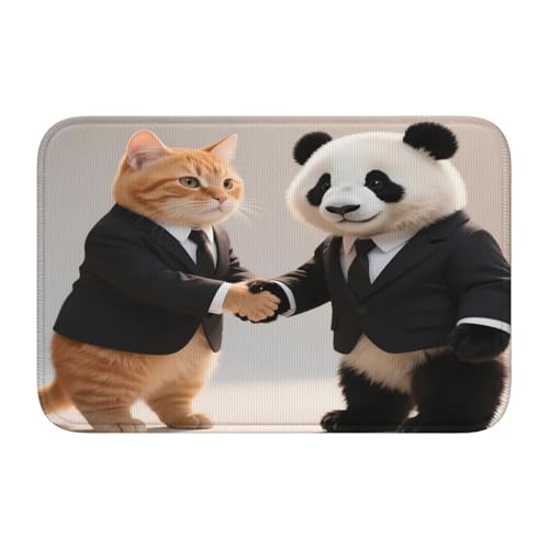 Badematte mit Kätzchen und Panda, rutschhemmende Hände, 50 x 40 cm von panverix