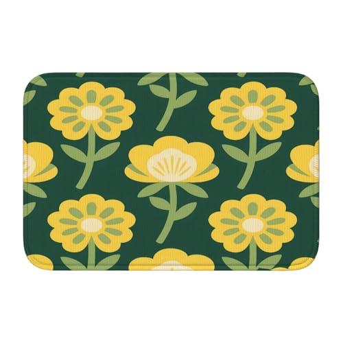 panverix Badematte mit Cartoon-Blume, rutschfest, 50 x 40 cm, Gelb von panverix