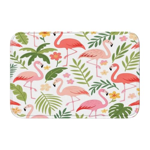 panverix Badematte mit niedlichem Flamingo-Blumen-Design, rutschfest, 50 x 40 cm von panverix