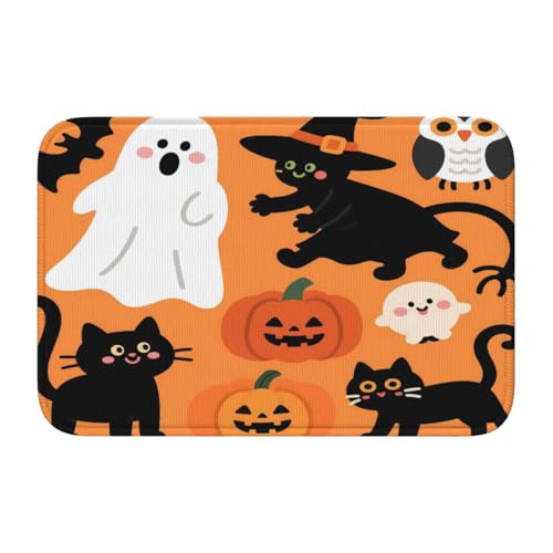 panverix Badezimmermatte mit niedlicher Katze, Kürbis, Halloween, rutschfest, für Boden, 60 x 40 cm von panverix