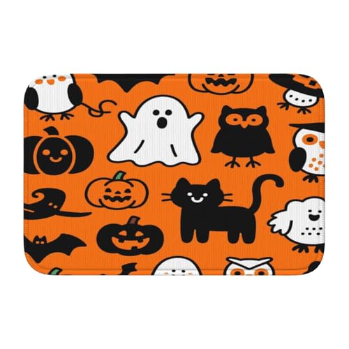 panverix Badezimmerteppich, Motiv: niedliche Halloween-Tiere, rutschfest, 50 x 40 cm von panverix