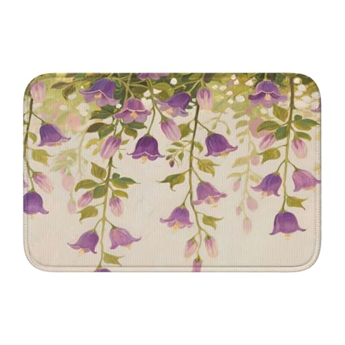panverix Badvorleger mit niedlichem lila Blumenmotiv, rutschfest, 50 x 40 cm von panverix