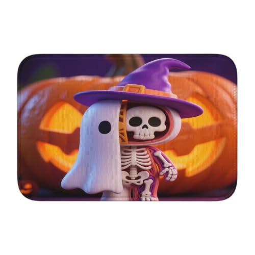 panverix Cartoon-Skelett-Kürbis-Badematte, Halloween-Badematte, rutschfest, Badematte für Heimdekoration, 60 x 40 cm von panverix