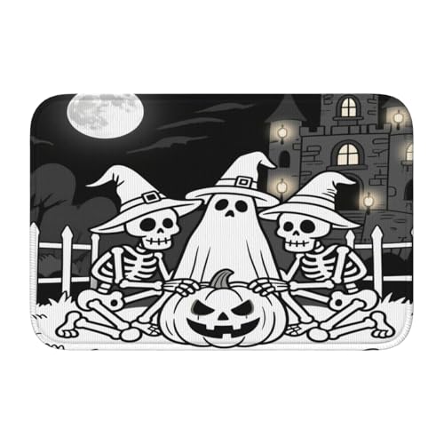 panverix Halloween-Badematte mit Skelett-Kürbis-Design, rutschfest, für den Boden, 60 x 40 cm von panverix