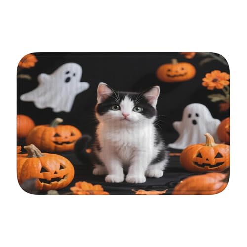 panverix Halloween-Badematte mit niedlicher Katze, rutschfest, für Waschbecken, 60 x 40 cm von panverix