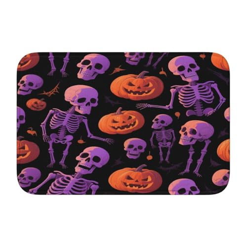 panverix Halloween-Badteppich, Motiv: lila Skelett, rutschfest, für Heimdekoration, 60 x 40 cm von panverix