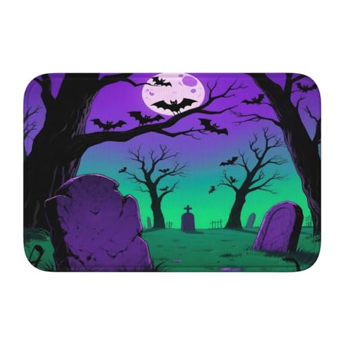 panverix Halloween-Cartoon-Friedhofs-Badezimmermatte, rutschfest, Badematte für Heimdekoration, 60 x 40 cm panverix Halloween-Cartoon-Friedhofs-Badezimmermatte, rutschfest, Badematte für Heimdekoration, 60 x 40 cm von panverix