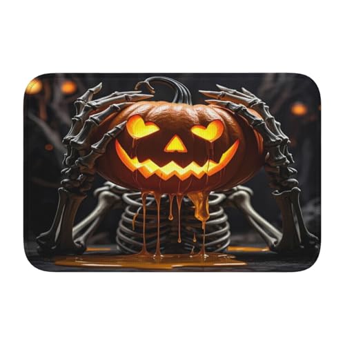 panverix Halloween-Kürbis-Skelett-Badezimmermatte, rutschfester Badteppich für Boden, 60 x 40 cm von panverix