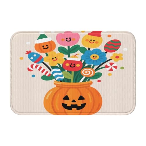 panverix Niedliche Kürbisvase, Blumenstrauß, Halloween-Badematte, rutschfest, Badezimmerteppich, Matte für Waschbecken, 60 x 40 cm panverix Niedliche Kürbisvase, Blumenstrauß, Halloween-Badematte, rutschfest, Badezimmerteppich, Matte für Waschbecken, 60 x 40 cm von panverix
