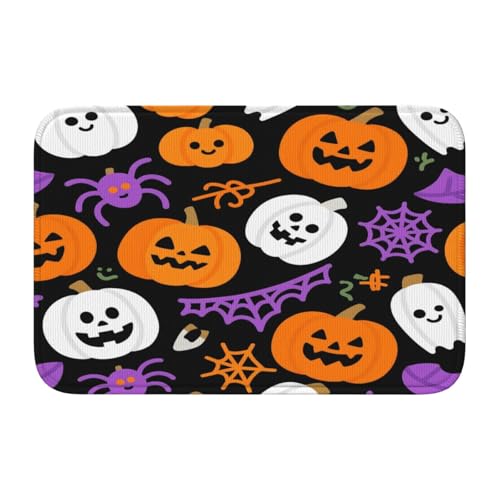 panverix Niedlicher Halloween-Kürbis-Badezimmerteppich, rutschfest, für Heimdekoration, 60 x 40 cm von panverix