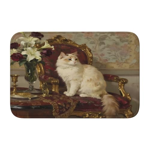 panverix Rutschfeste Badematte für Waschbecken, Motiv: Katze auf Stuhl, 60 x 40 cm von panverix