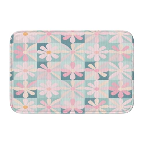 panverix Rutschfeste Badezimmermatte mit hellem Blumenbild, 50 x 40 cm von panverix