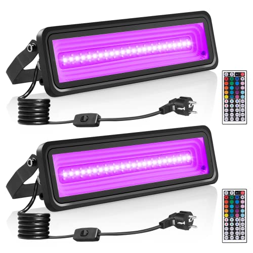 papasbox 2 Stück 50W Schwarzlicht Strahler UV Licht Party | RGB Wallwasher mit Stecker Schalter IP65 Wasserdicht | LED Schwarzlichtlampe für Disco Partylicht Deko Discolicht mit Fernbedienung von papasbox