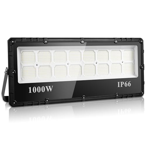 papasbox 1000W LED Strahler 100000LM LED Fluter Flutlicht Außenstrahler Superhell Kaltweiß Fluter 6500K | IP66 Wasserdicht Ideale Wandleuchte Scheinwerfer Außenbeleuchtung für Garten Garage Hotel von papasbox