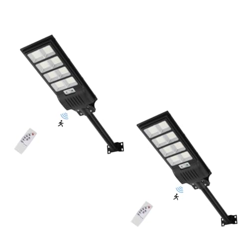 papasbox 2 Stück 400W LED Solar Straßenlaterne mit Fernbedienung | Solarbetriebene 6500K Straßenlampe Wandleuchte mit Bewegungsmelder Sensor | Außen Wegeleuchte im Freien Straßenleuchte von papasbox