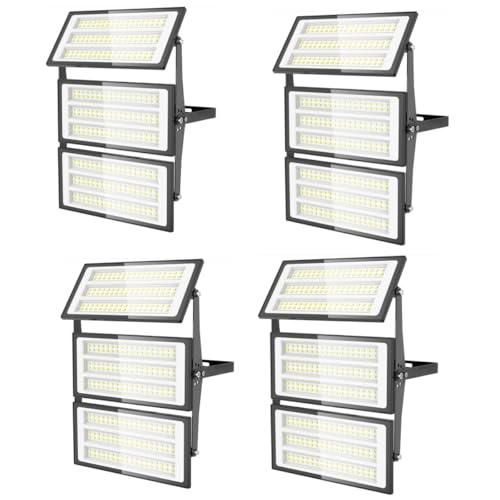 papasbox 4 Stück 300W LED Strahler Flutlichter Außen | Scheinwerfer Außenstrahler 6500K Kaltweiß IP66 Wasserdicht | LED Fluter für Garten Garage Sportplatz von papasbox