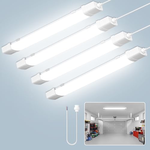 papasbox 4 Stück LED Feuchtraumleuchte 120cm mit Bewegungsmelder | Leuchtstoffröhre 40W Röhre Werkstatt Deckenleuchte Lampe | IP65 Wasserdicht 6500K Kaltweiß Leuchtstofflampe von papasbox