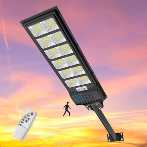 papasbox 600W LED Solar Straßenlaterne Außen mit Fernbedienung | Solarbetriebene 6500K Straßenlampe Wandleuchte mit Bewegungsmelder | Wegeleuchte im Freien Straßenleuchte von papasbox
