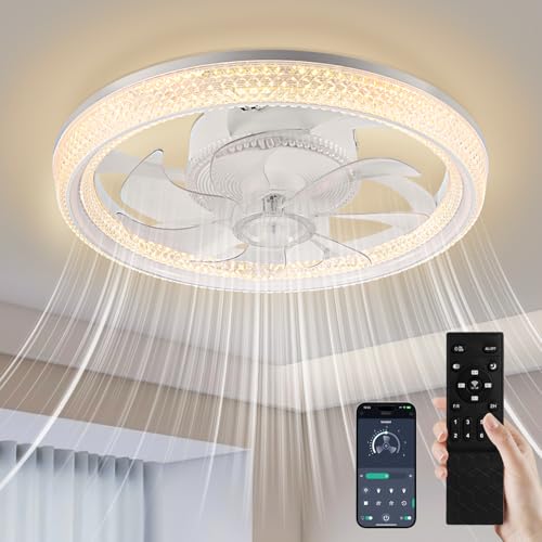 papasbox Deckenleuchte mit Ventilator 48cm | 3 Farbtemperatur 6 Geschwindigkeiten 70W LED Deckenventilator mit Beleuchtung Lampe | Deckenlampe Fernbedienung Dimmbar für Wohnzimmer Schlafzimmer von papasbox