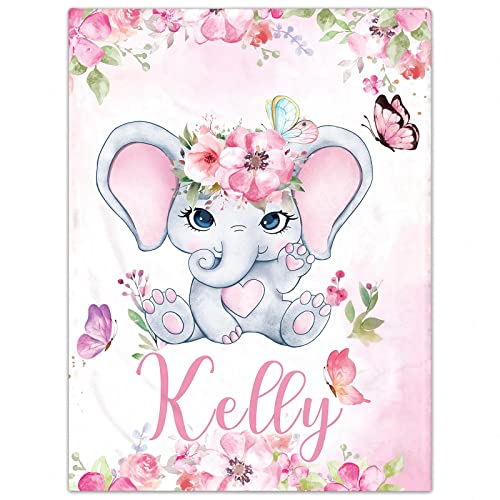 Personalisierte Babydecke mit Namen Kinderdecke Namensdecke Tier Elefant Panda Individuelle Baby Decke für Geburtstag, Geschenke von papasgix