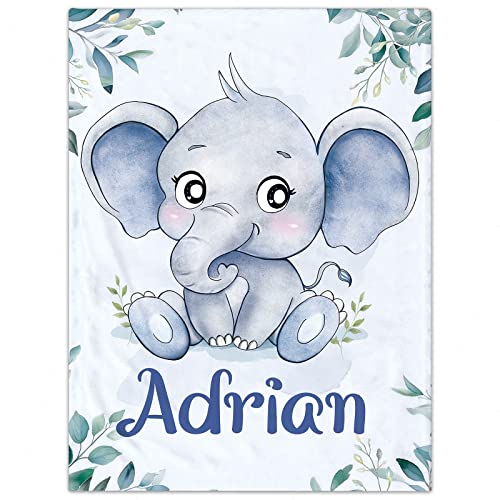 Personalisierte Babydecke mit Namen Kinderdecke Namensdecke Tier Elefant Panda Individuelle Baby Decke für Geburtstag, Geschenke von papasgix