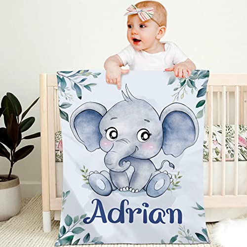 Personalisierte Babydecke mit Namen Kinderdecke Namensdecke Tier Elefant Panda Individuelle Baby Decke für Geburtstag, Geschenke von papasgix