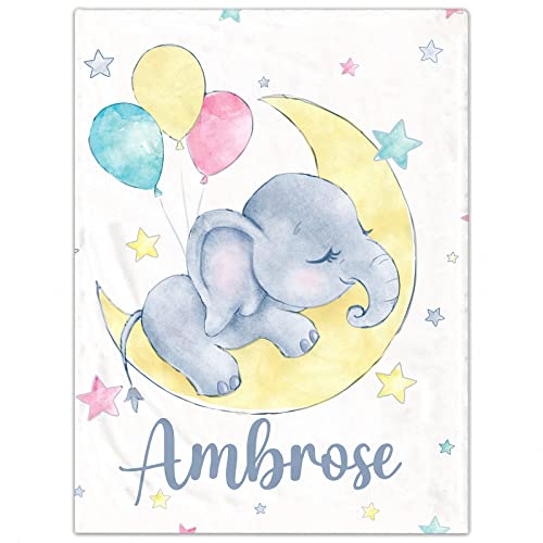 Personalisierte Babydecke mit Namen Kinderdecke Namensdecke Tier Elefant Panda Individuelle Baby Decke für Geburtstag, Geschenke von papasgix