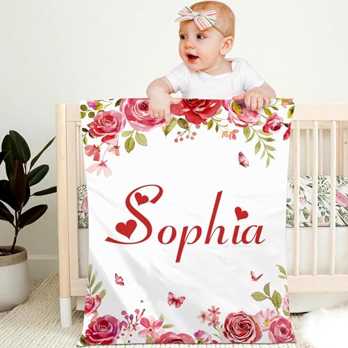 Personalisierte Babydecke mit Namen Kinderdecke Namensdecke Tier Elefant Panda Individuelle Baby Decke für Geburtstag, Geschenke von papasgix
