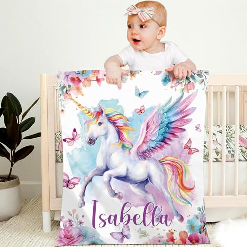 Personalisierte Babydecke mit Namen Kinderdecke Namensdecke Tier Elefant Panda Individuelle Baby Decke für Geburtstag, Geschenke von papasgix
