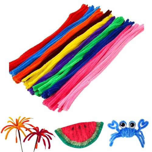 papasgix 100 Stück Pfeifenputzer zum Basteln, Pfeifenreiniger Chenilledraht 30cm, Multi-Color Pfeifenputzerdraht Chenille Stems für Handwerk Dekoration (Bunt) von papasgix