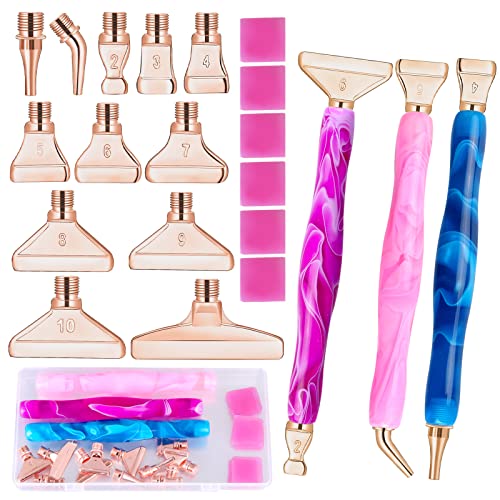 papasgix 5D Diamond Painting Zubehör Stift Kits, DIY Diamond Painting Pen Set Werkzeuge, Painting Tools Metal Drill Pen mit Metall Ersatz Stiftköpfen für Kunst Diamanten Malerei (22er, Rosa) von papasgix