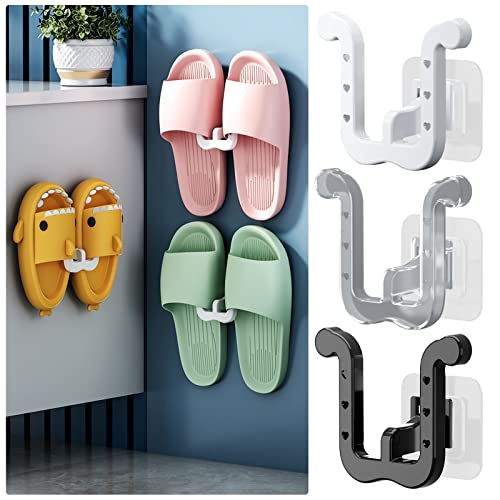 papasgix 6/12PCS Badezimmer Hausschuh-Regal, Multifunktional Schuhregal Wand Hänge ohne Bohren, Selbstklebender Faltbares Schuhregal für Tür Schrank Badezimmer Küche(Schwarz，6PCS) von papasgix