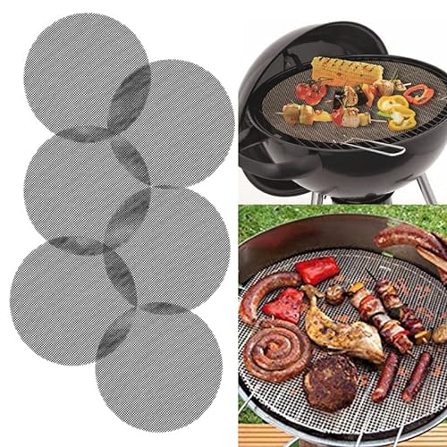 papasgix Antihaft Grillmatte Set Beschichtet, 6 Stück Wiederverwendbare Grillgitter, Langlebige Barbecue Grill Mesh Backmatten für Holzkohle Gas Elektrogrill Backofen von papasgix