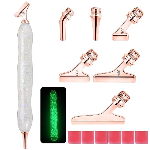 papasgix Ergonomischer Diamond Painting Stift Set, Diamond Painting Zubehör mit 45° Gewinde Metall Stifte, Diamond Painting Werkzeug für Mosaikherstellung Diamanten Malerei (C 13pcs Rosegold) von papasgix