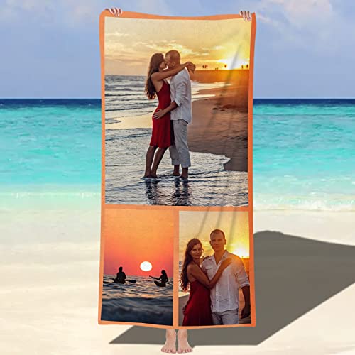 papasgix Personalisiertes Strandtuch mit Foto 76x152cm Mikrofaser Strandtuch schnell trocknendes Badetuch Personalisierte Geschenke für den Strand, Reise, Sauna von papasgix