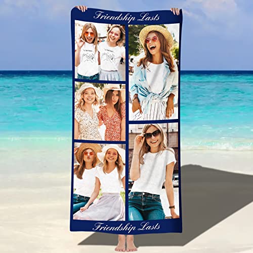 papasgix Personalisiertes Strandtuch mit Foto 76x152cm Mikrofaser Strandtuch schnell trocknendes Badetuch Personalisierte Geschenke für den Strand, Reise, Sauna von papasgix