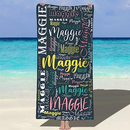 papasgix Personalisiertes Strandtuch mit Namen 76x152cm Mikrofaser Strandtuch schnell trocknendes Badetuch Personalisierte Geschenke für den Strand, Reise, Sauna von papasgix