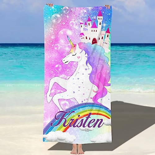 papasgix Personalisiertes Strandtuch mit Namen 76x152cm Mikrofaser Strandtuch schnell trocknendes Badetuch Personalisierte Geschenke für den Strand, Reise, Sauna von papasgix