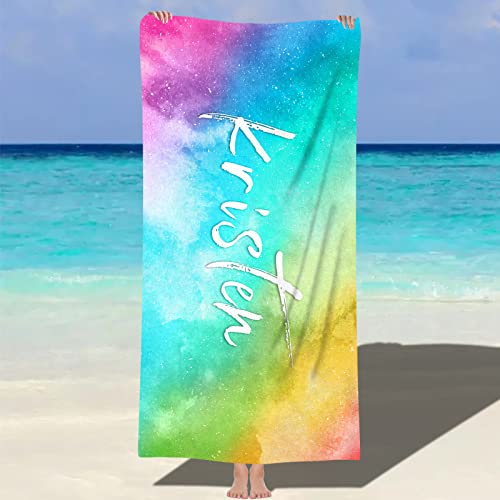 papasgix Personalisiertes Strandtuch mit Namen 76x152cm Mikrofaser Strandtuch schnell trocknendes Badetuch Personalisierte Geschenke für den Strand, Reise, Sauna von papasgix