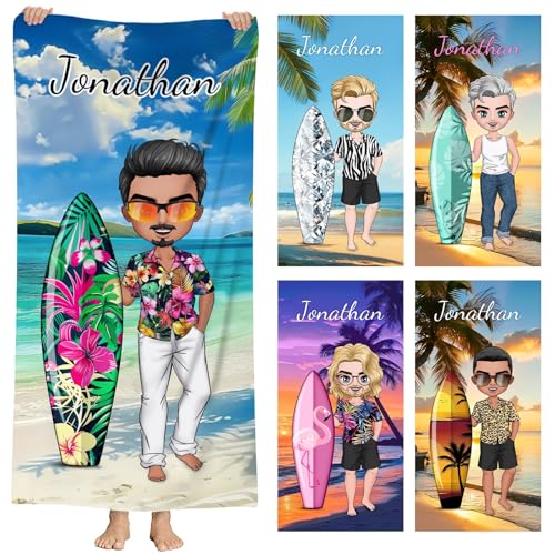 papasgix Personalisiertes Strandtuch mit Namen Mikrofaser Strandtuch Badetuch schnelltrocknendes Personalisierte Geschenke für den Strand, Reise, Sauna papasgix Personalisiertes Strandtuch mit Namen Mikrofaser Strandtuch Badetuch schnelltrocknendes Personalisierte Geschenke für den Strand, Reise, Sauna von papasgix