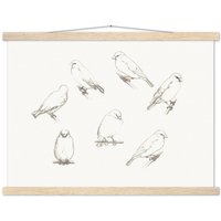 Gerahmte Poster - Vogelstudie Magnet Posteraufhänger Aus Holz von paperandsaltco