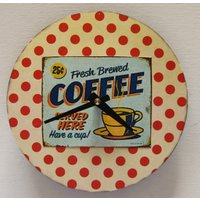 Kaffee Uhr. Retro 1950Er Jahre Uhr Für Kaffee. Küchenuhr. Kaffeetrinker. Kleine 18 cm Umweltfreundliche von paperannie