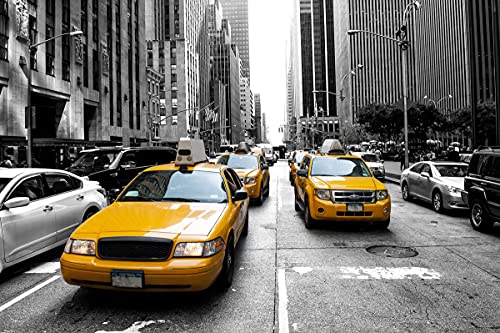 BILD TAPETE PAPERMOON, New York taxis Schwarz/Weiß,VLIES Fototapete, Digitaldruck, ink. KLEISTER, verschiedene Größen von papermoon