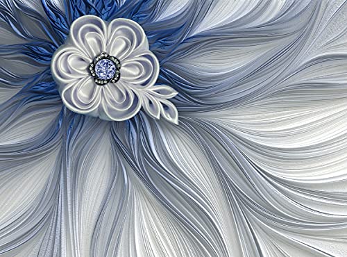 BILD TAPETE PAPERMOON, Blume Weiß Blau,VLIES Fototapete, Digitaldruck, ink. KLEISTER, verschiedene Größen von papermoon