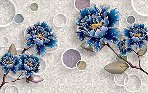 BILD TAPETE PAPERMOON, Muster mit Blumen blau,VLIES Fototapete, Digitaldruck, ink. KLEISTER, verschiedene Größen von papermoon