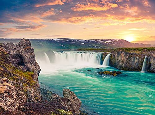 BILD TAPETE PAPERMOON, Godafoss Wasserfall Island,VLIES Fototapete, Digitaldruck, ink. KLEISTER, verschiedene Größen von papermoon