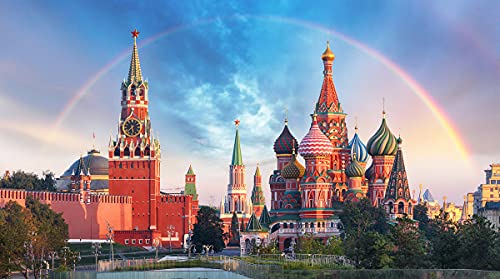 BILD TAPETE PAPERMOON, Moskau mit Regenbogen,VLIES Fototapete, Digitaldruck, ink. KLEISTER, verschiedene Größen von papermoon