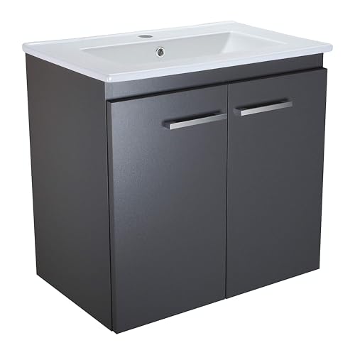 Bilbao Sink - Waschbecken mit Unterschrank 60 cm Breit , Waschtisch mit Unterschrank für Badezimmer, Bad Waschtischunterschrank, Badunterschrank mit Waschtisch, Waschbeckenunterschrank Grau von paplinskimoebel
