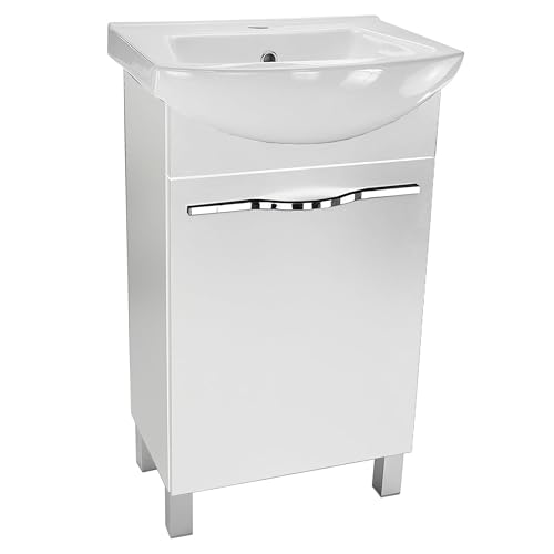 paplinskimoebel - Waschbecken mit Unterschrank 50 cm Breite, Altea Waschbeckenunterschrank mit Waschbecke Weiß - Bad Waschtischunterschrank, Badezimmer Unterschrank, Badezimmerschränke von paplinskimoebel