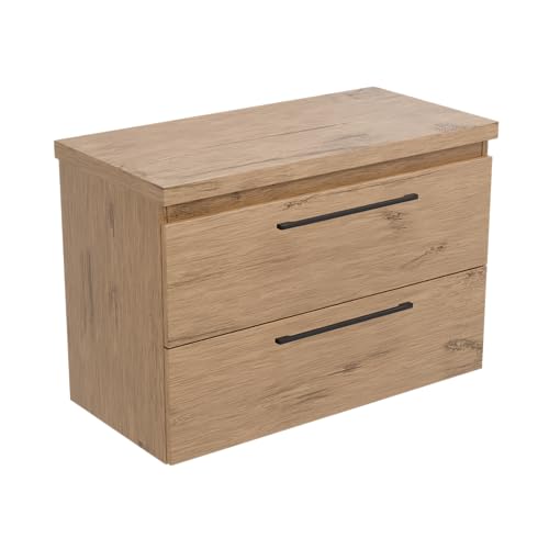 paplinskimoebel - Waschbeckenunterschrank mit Aufsatz 80 cm Breit Girona, Badezimmerschrank mit Arbeitsplatte, Unterschrank für Aufsatzwaschbecken, Waschtischunterschrank Holz - Lancelot Eiche von paplinskimoebel
